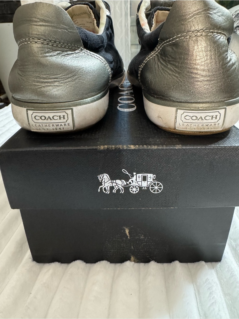Coach Britt Black and Gold Logo Sneakers